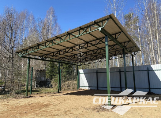 Односкатный навес из профнастила для автомобиля №37 - фото 1326