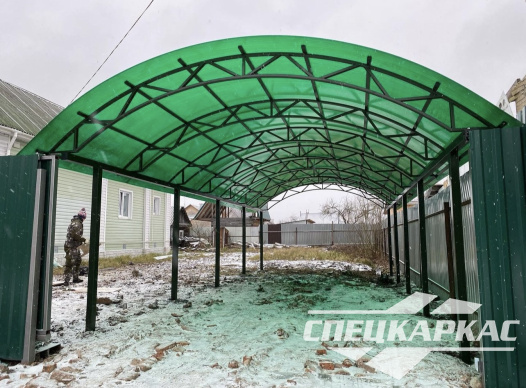 Навес для парковки двух автомобилей друг за другом №62 - фото 1578