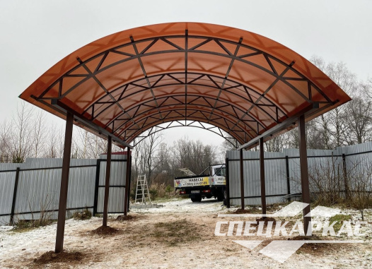 Навес из поликарбоната для парковки машины на даче №67 - фото 1628