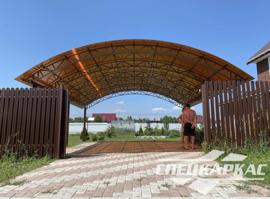 Усиленный металлический навес из поликарбоната для автомобилей №19 - фото 1152