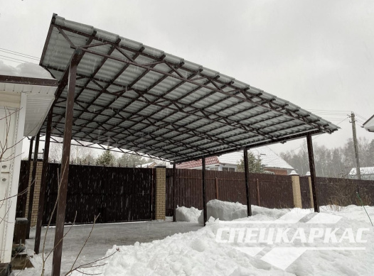 Навес из металлочерепицы на две машины №49 - фото 1450