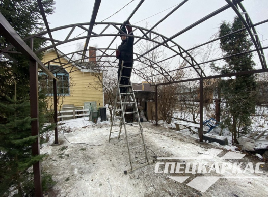 Металлический усиленный навес из поликарбоната для автомобиля №50 - фото 1453