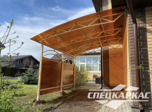 Навес к дому из поликарбоната для террасы №28 - фото 1240