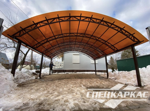 Арочный навес из поликарбоната для парковки двух автомобилей №6 - фото 1021